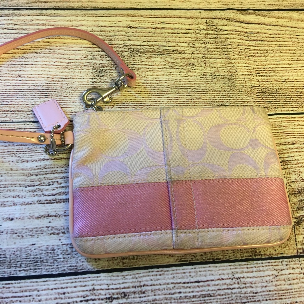 SOLD! COACH Pink Signature SIS Stripe Wristlet - Picture 8 of 8